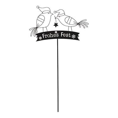 Enchufe pájaro Happy Holidays de metal negro (ancho/alto) 24x64cm