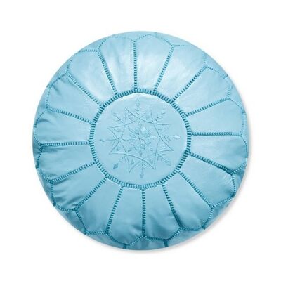 Pouf in pelle marocchina Baby Turchese cover