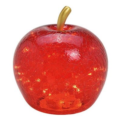 Manzana con 30 LED, con temporizador, de cristal rojo (An/Al/Pr) 22x24x22cm