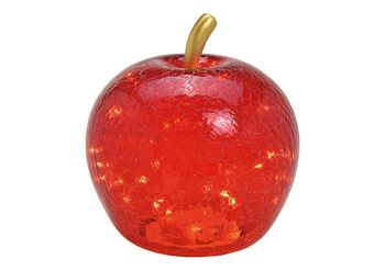 Pomme avec 30 LED, avec minuterie, en verre rouge (L/H/P) 22x24x22cm