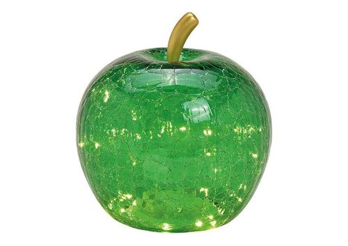 Apfel mit 30er LED, mit Timer, aus Glas Dunkelgrün (B/H/T) 22x24x22cm