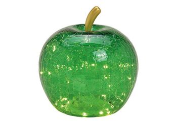Apple avec 30 LED, avec minuterie, en verre vert foncé (L / H / P) 22x24x22cm