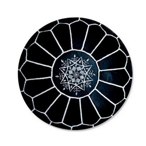 Moroccan Leather Pouf Black cover