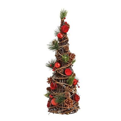 Tannenbaum aus Holz, Kunststoff Rot, braun (B/H/T) 16x48x16cm