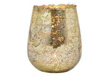 Lanterne en verre champagne (L/H/P) 12x15x12cm