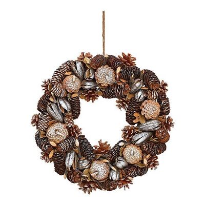 Ghirlanda natalizia da appendere in legno, plastica marrone (L/A/P) 40x40x8 cm