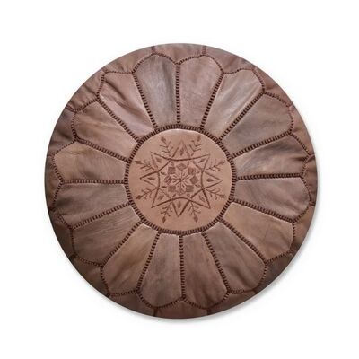 Pouf Marocain en Cuir Housse Marron