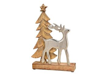 Support pour sapin de Noël avec cerf en métal en bois marron (L/H/P) 20x30x6cm