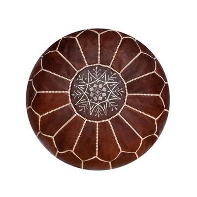 Pouf marocain en cuir marron miel