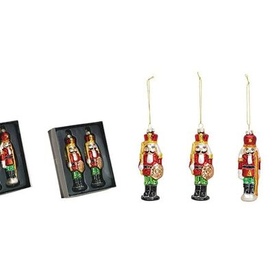 Juego de perchas navideñas, cascanueces de cristal, 2 unidades, rojo/verde (ancho/alto/fondo) 4x12x3cm/12x15x4cm