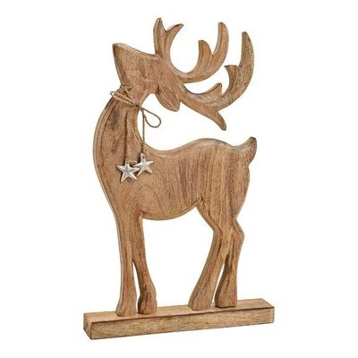Deer with metal star pendant made of mango wood brown (W/H/D) 31x49x6cm