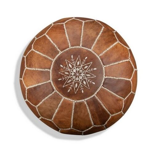 Moroccan Leather Pouf Cognac Brown cover