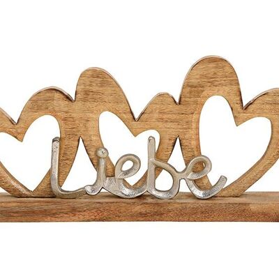 Supporto per gruppo di cuori con scritta in metallo, amore, in legno marrone (L/A/P) 41x20x6 cm