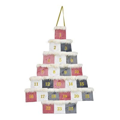 Calendario dell'Avvento albero di Natale in tessuto, rosa/rosa (L/A) 55x77 cm