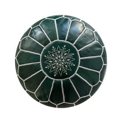 Moroccan Leather Pouf Green cover