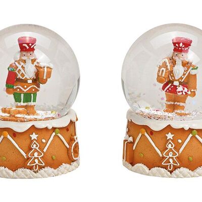 Schiaccianoci palla di neve in poliestere, vetro colorato 2 volte, (L/A/P) 7x9x7 cm
