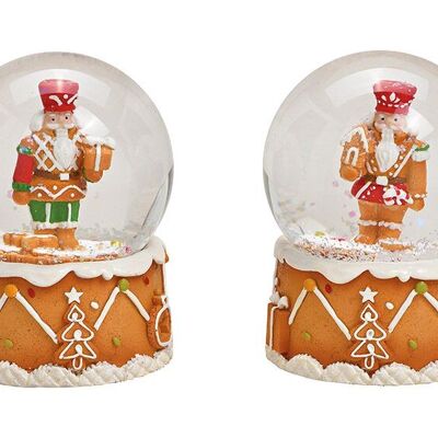 Snow globe nutcracker made of poly, glass colored 2-fold, (W/H/D) 7x9x7cm