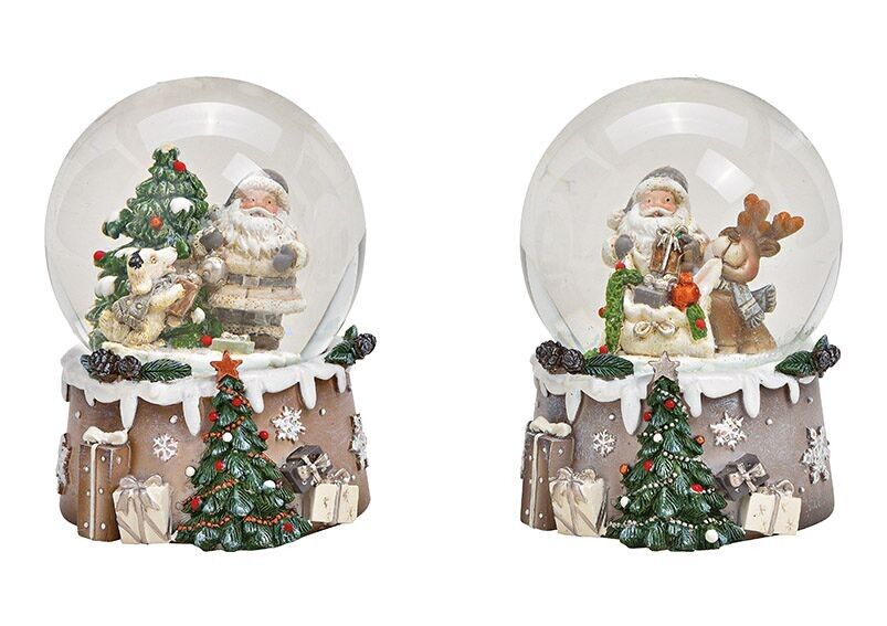 Snow globe Santa Claus made of poly, glass grey 2-fold, (W/H/D) 7x9x7cm