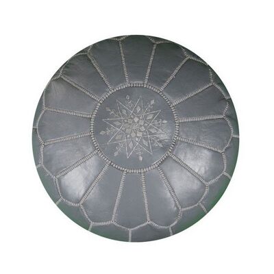 Moroccan Leather Pouf Grey cover