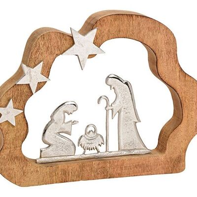 Présentoir crèche en bois marron, argent (L/H/P) 41x31x5cm