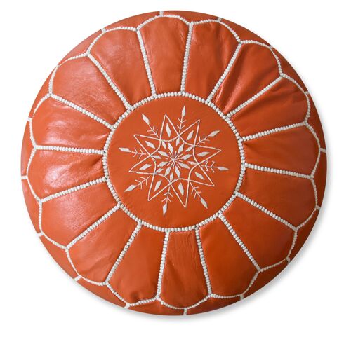 Moroccan Leather Pouf Orange cover
