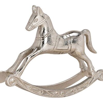 Cavallo a dondolo in metallo argento (L/A/P) 27x22x5cm