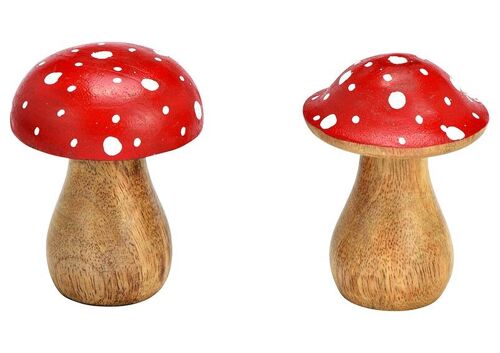 Pilz aus Mangoholz Rot 2-fach, (B/H/T) 5x7x5cm