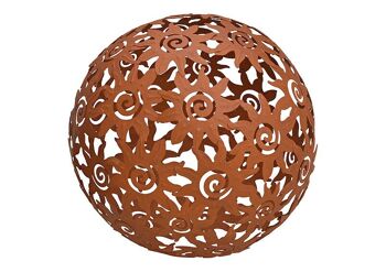 Boule, décor soleil en métal marron Ø24cm
