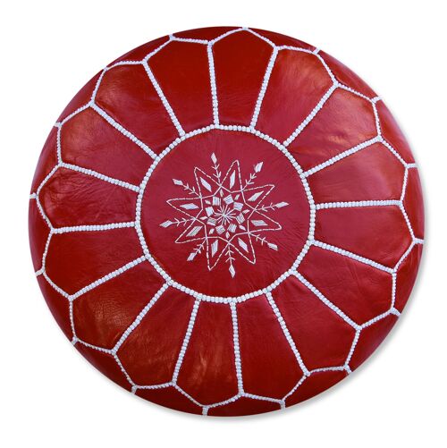 Moroccan Leather Pouf Red Cover