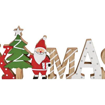Soporte con letras decorativas navideñas de Papá Noel hecho de madera de colores (ancho/alto/fondo) 30x12x2cm