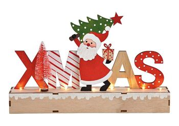 Lettrage sur pied, décor de Noël, du Père Noël avec lumière en bois coloré (L/H/P) 30x19x5cm