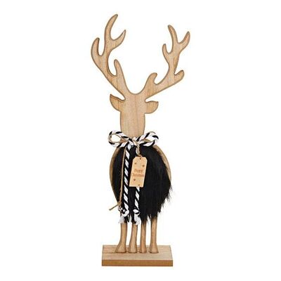 Support de cerf avec fausse fourrure en bois, noir (L/H/P) 17x45x8cm