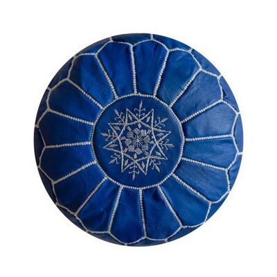 Moroccan Leather Pouf Sky Blue cover