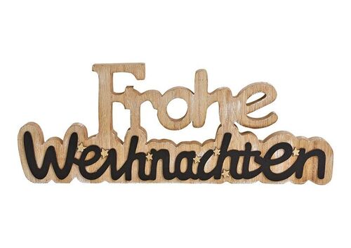 Aufsteller, Schriftzug, Frohe Weihnachten aus Holz Natur, schwarz (B/H/T) 40x15x2cm