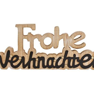 Aufsteller, Schriftzug, Frohe Weihnachten aus Holz Natur, schwarz (B/H/T) 40x15x2cm