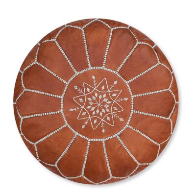 Moroccan Leather Pouf Terra Brown cover