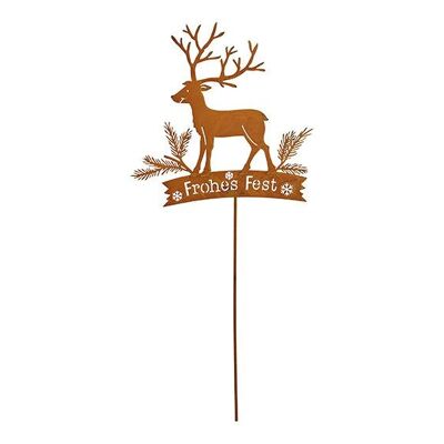 Plug cervo, buone vacanze, finitura arrugginita in metallo marrone (L/A) 23x74 cm