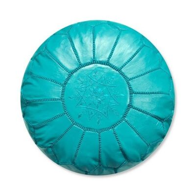 Moroccan Leather Pouf Turquoise cover