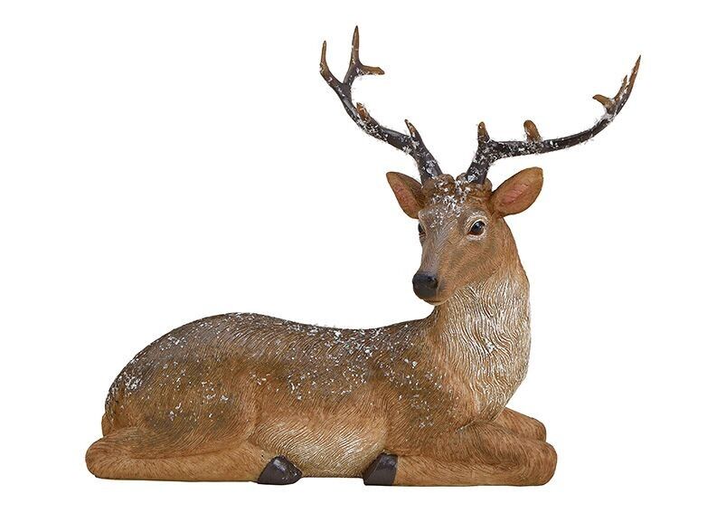 Cervo sdraiato in poliestere marrone (L/A/P) 20x16x6 cm