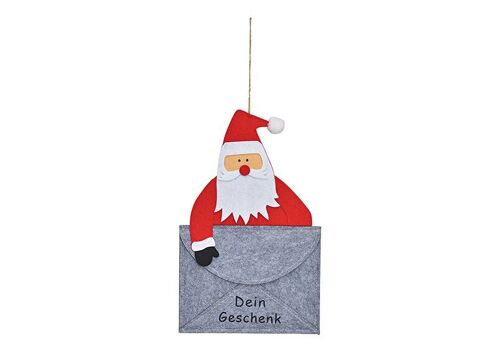 Hänger Nikolaus Brieftasche, Dein Geschenk, aus Filz Grau, rot (B/H) 23x37cm
