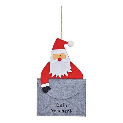 Cartera colgante de Papá Noel, tu regalo, de fieltro gris, rojo (ancho/alto) 23x37cm