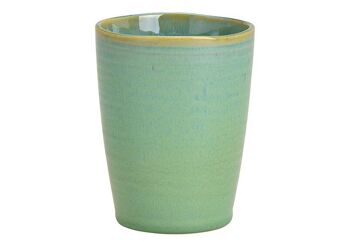 Mug sans anse en faïence verte (L/H/P) 8x10x8cm 340ml