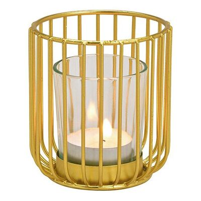 Lanterna in metallo/vetro, oro (L/A/P) 8x9x8 cm