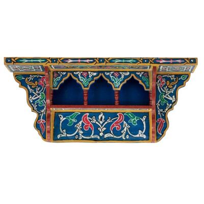 Estantería colgante de madera marroquí - Azul - 48 x 26 x 10 cm