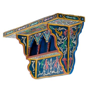 Etagère marocaine suspendue en bois - Bleu - 48 x 26 x 10 cm 3