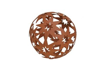 Boule, décor étoile, en métal marron Ø14cm