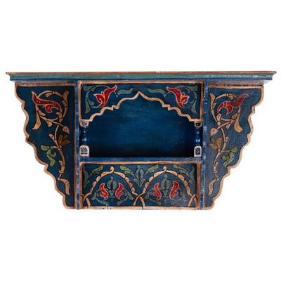 Mensola sospesa in legno marocchino - Vintage blu - 48 x 26 x 10 cm