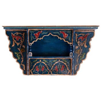 Etagère marocaine suspendue en bois - Bleu Vintage - 48 x 26 x 10 cm 1