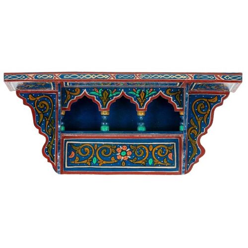 Moroccan Wooden hanging Shelf - Darl Blue - 48 x 26 x 10 cm