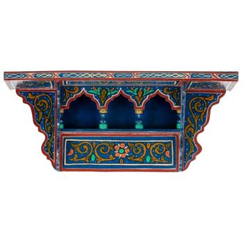 Etagère marocaine suspendue en bois - Darl Blue - 48 x 26 x 10 cm 1